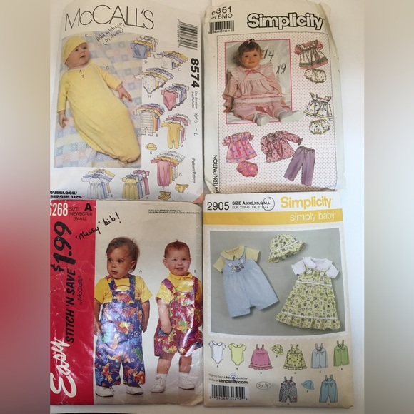 Bundle of (4) Infant/Babies Sewing Patterns - Picture 1 of 10